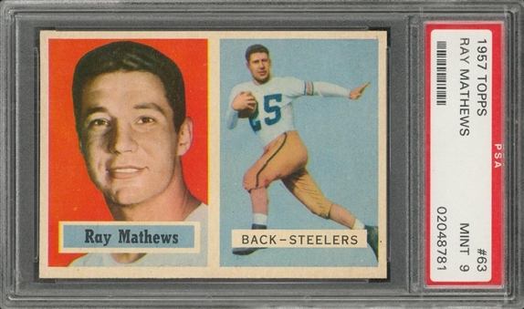 1957 Topps Football #63 Ray Mathews – PSA MINT 9